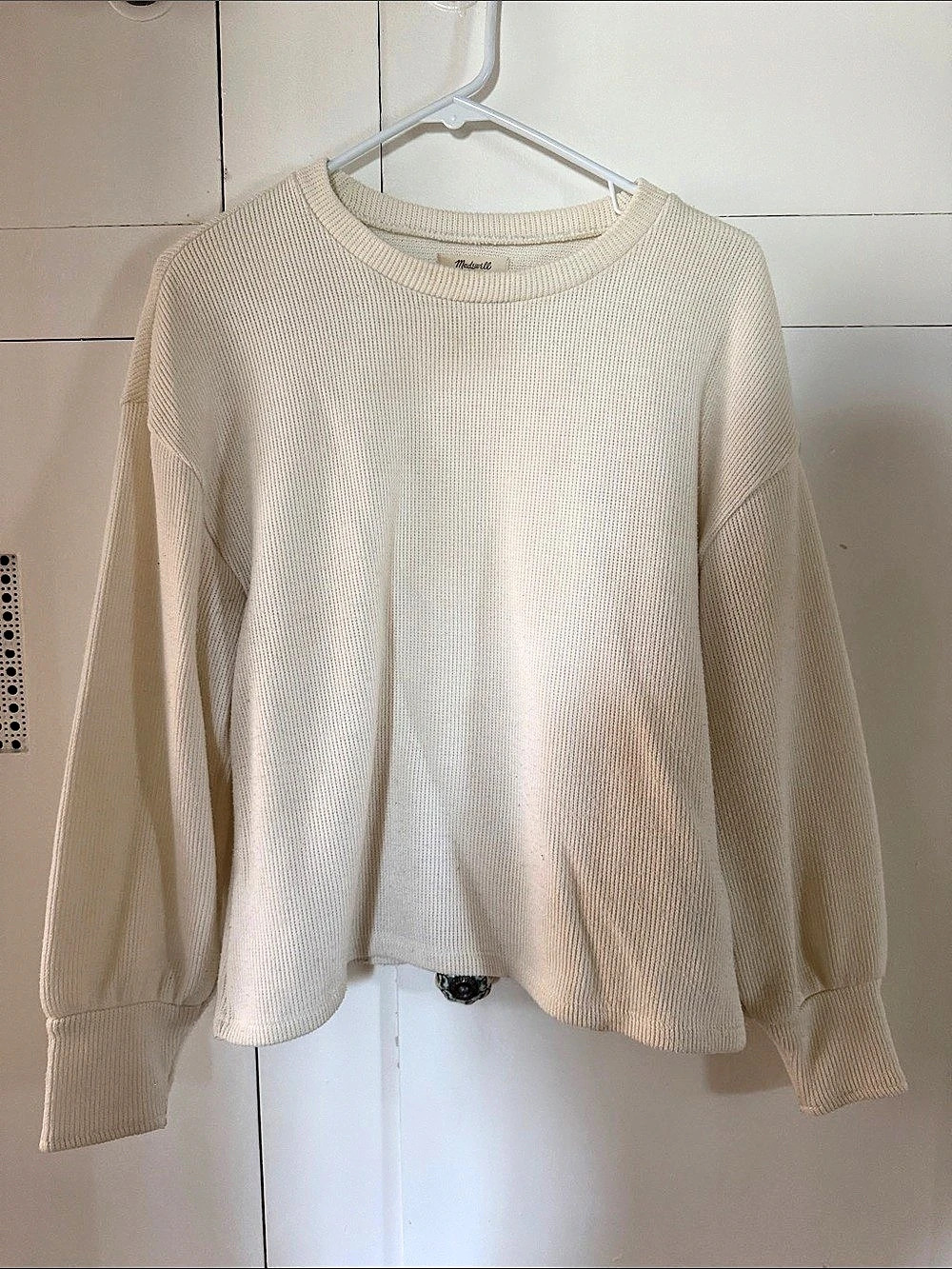 Madewell Waffle-Knit Sweatshirt Cream Size XS